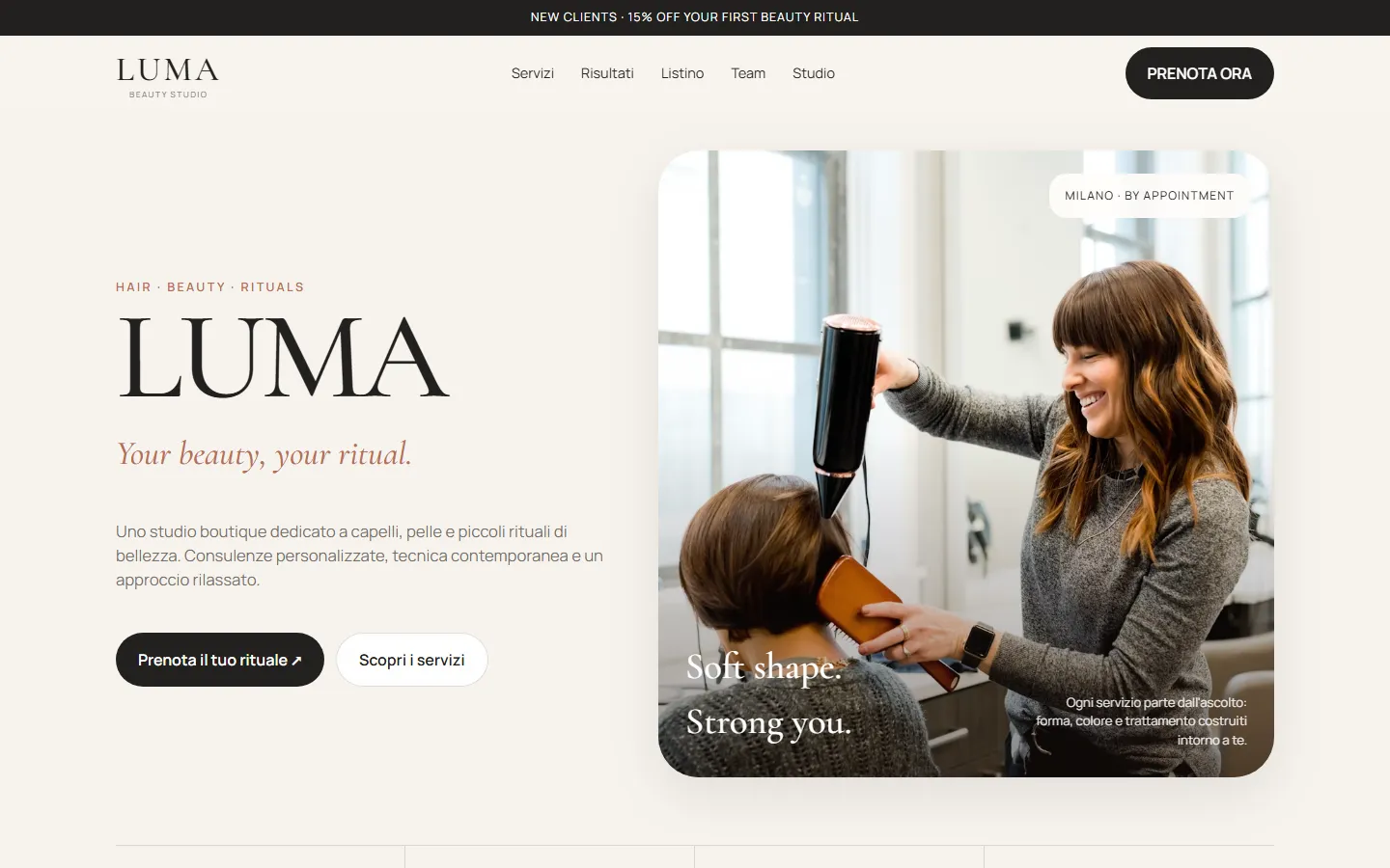 Anteprima del sito concept LUMA